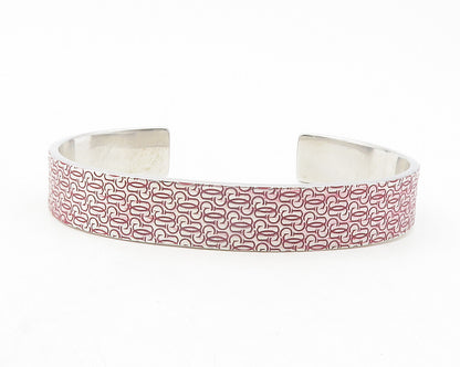 GUESS ITALY 925 Sterling Silver  Shiny Monogram Logo Cuff Bracelet  BT4778