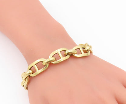 925 Sterling Silver Vintage Bracelet Gold Plated Mariner Anchor Link  BT12196