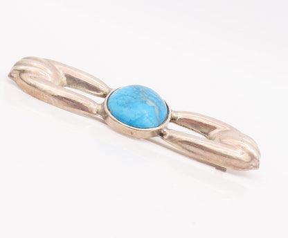 925 Sterling Silver Vintage Brooch Pin MEXICO Blue Turquoise Bow Shape  BP11011