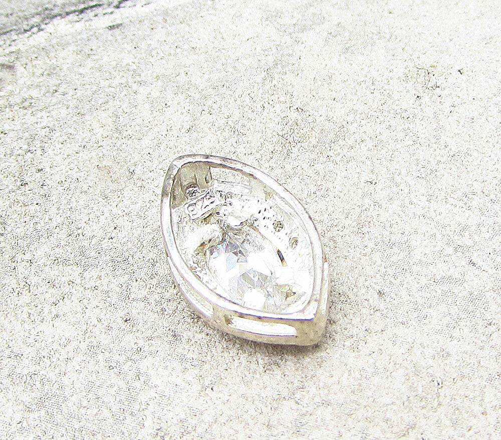 925 Sterling Silver  White Cubic Zirconia Eye Design Slider Pendant  PT1519