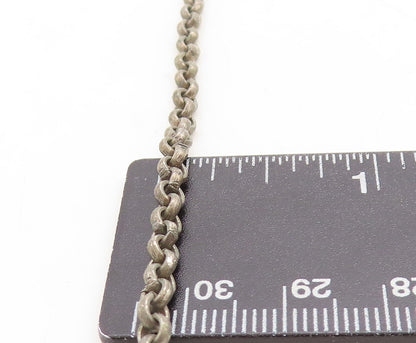 925 Sterling Silver  Vintage Antique Mother Of Pearl Chain Necklace  NE1078