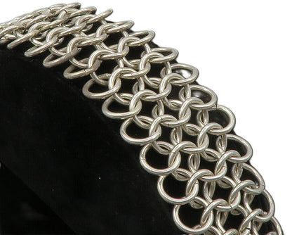 925 Sterling Silver Vintage Interlocking Circle Link Chain Bracelet BT4827
