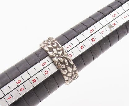 925 Sterling Silver Vintage Ring Carved Daisy Floral Vine Band  Sz 7.5  RG36318