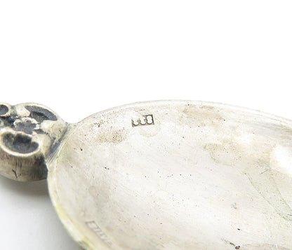 925 Sterling Silver  Vintage Antique Boat Floral Detail Petite Spoon  TR1308