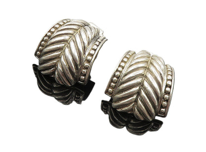 925 Sterling Silver  Vintage Shiny Wheat Design Drop Earrings  EG4617