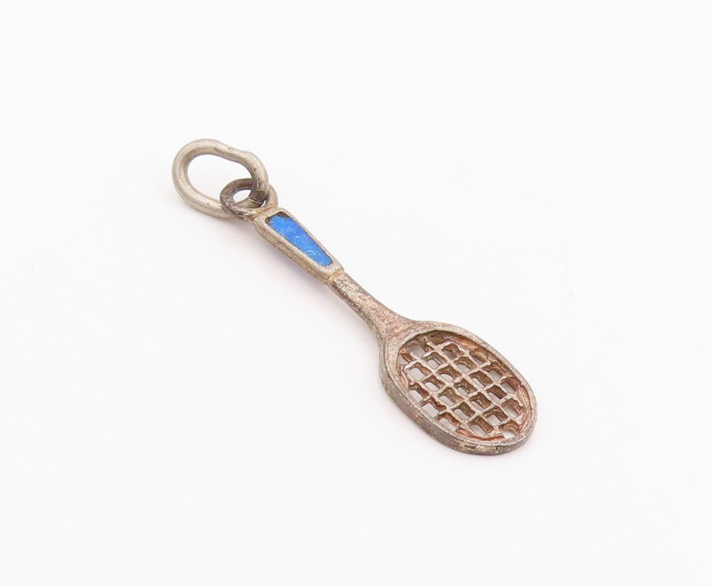 925 Sterling Silver Vintage Pendant Enameled Tennis Racket Charm  PT24522