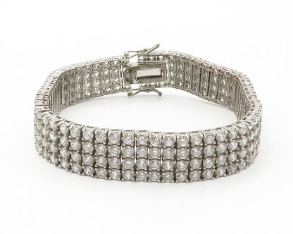 925 Sterling Silver  Vintage Cubic Zirconia Sparkling Chain Bracelet  BT5546