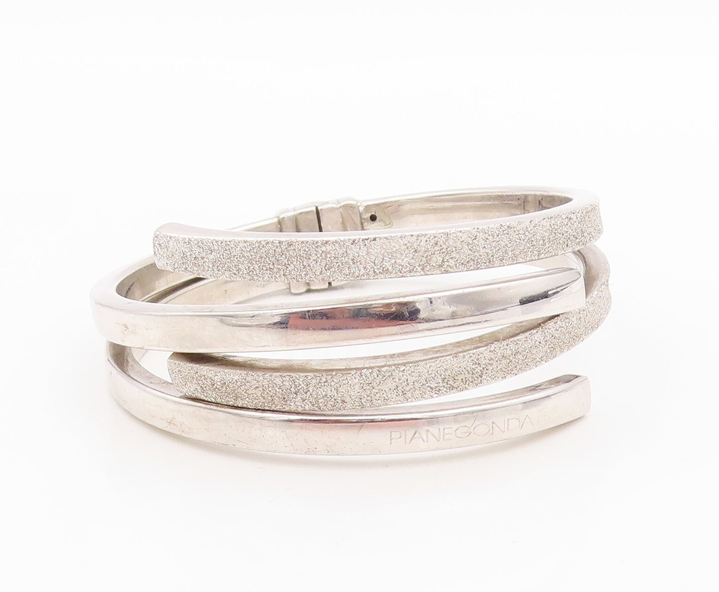 925 Sterling Silver Vintage Bracelet PIANEGONDA Hinged Split Bands  BT10834
