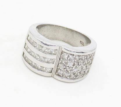 925 Sterling Silver  Shiny White Topaz Heart Shaped Band Ring Sz 7  RG16966