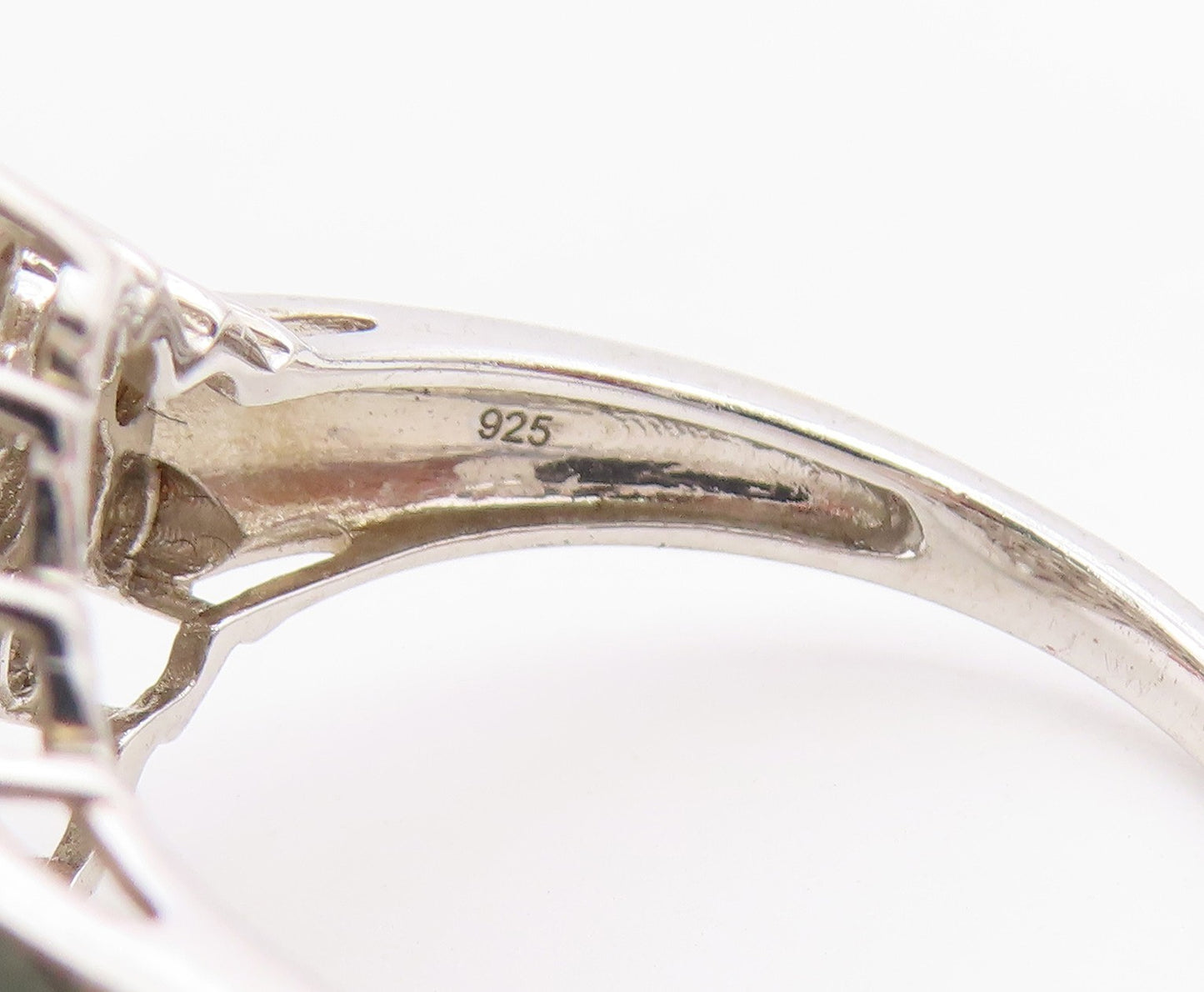 925 Sterling Silver Vintage Ring Elegant White Topaz Cluster Band Sz 11 RG36496