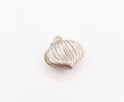925 Sterling Silver Vintage Pendant Ribbed Puffy Nautical Seashell Charm PT25753