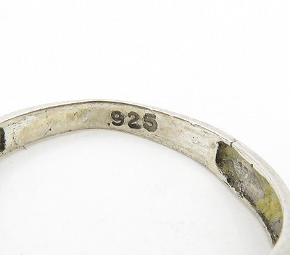 925 Sterling Silver  Vintage Genuine Diamonds Smooth Band Ring Sz 6.5  RG15839