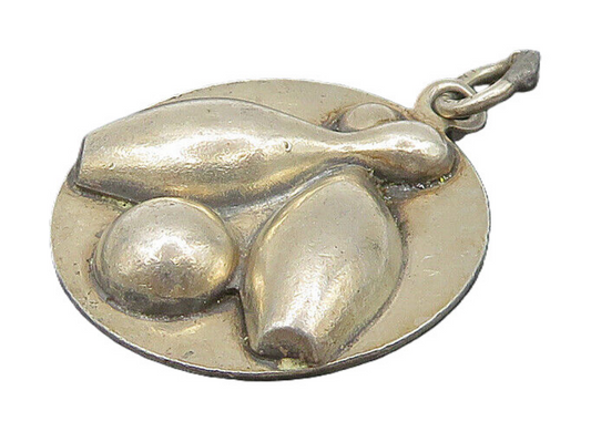 BEAU 925 Sterling Silver  Vintage Bowling Pins Sports Motif Pendant  PT13926