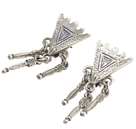 ALVA 925 Silver  Vintage Etched Detail Non Pierce Dangle Earrings  EG4514