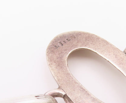 J. JILL 925 Silver  Vintage Shiny Open Oval Hook Bangle Bracelet  BT8632