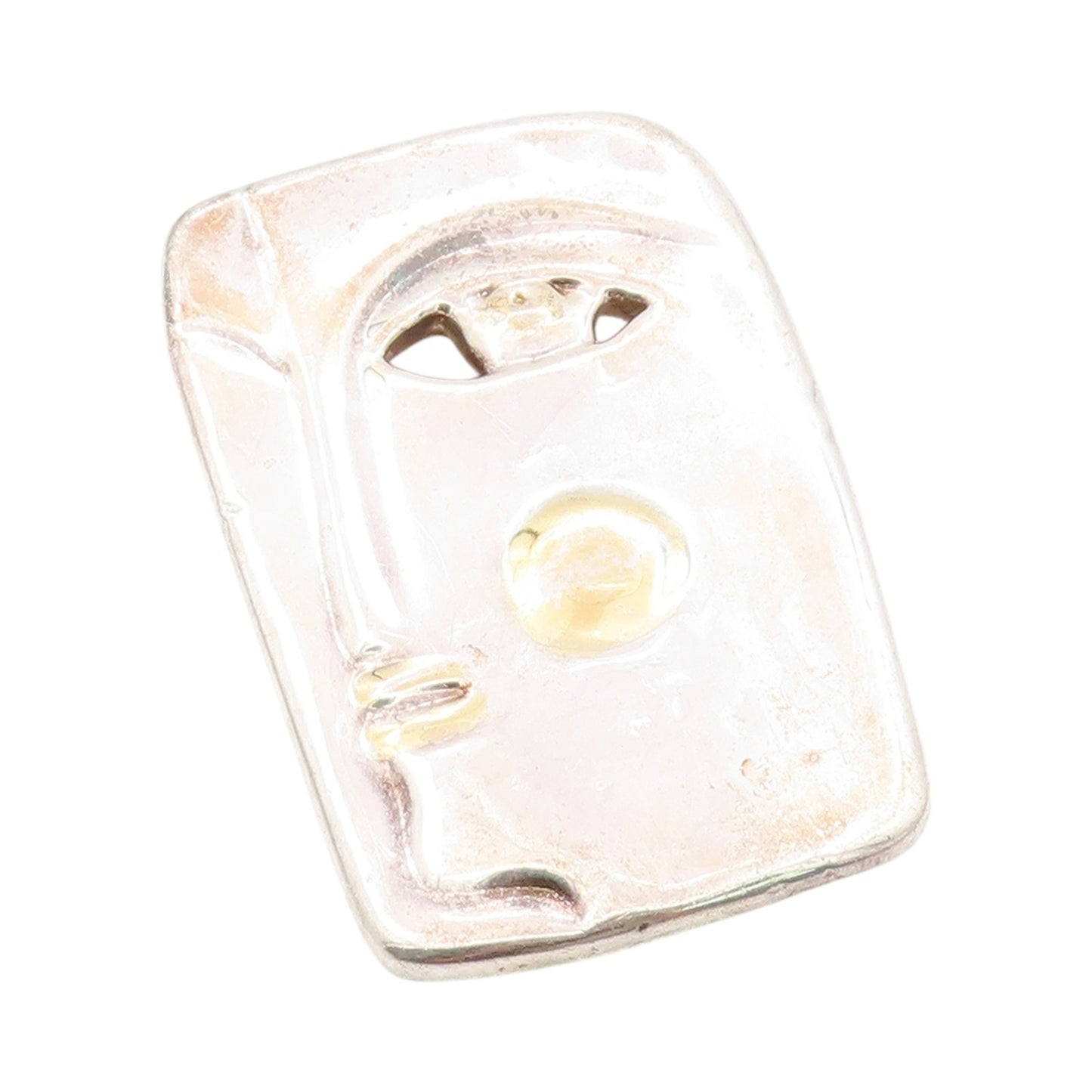 925 Sterling Silver Vintage Brooch Gold Plated Modern Face Side Profile  BP11791