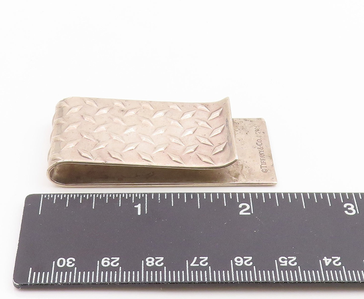 925 Sterling Silver Vintage Money Clip TIFFANY & CO Wide Tire Tread Plate TR4231