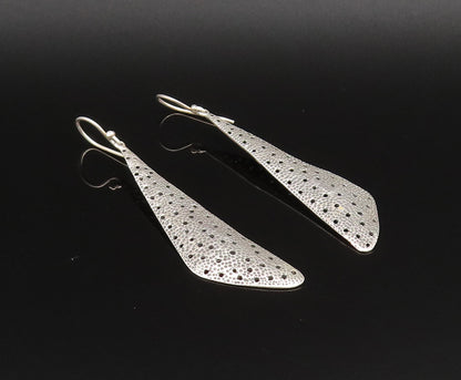 925 Silver  Vintage Fashion Hammered Open Holes Triangular Earrings  EG11984
