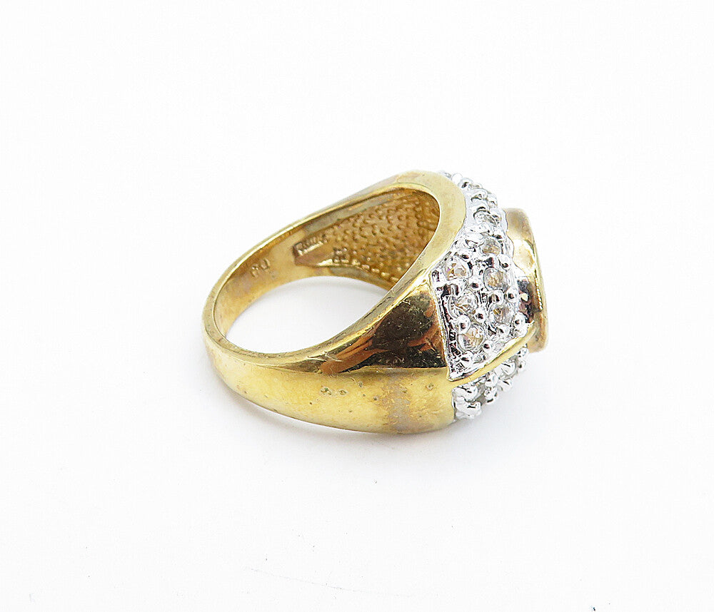 ROSS SIMON 925 Silver Amethyst & Topaz Two Tone Cocktail Ring Sz 6.5 RG6768