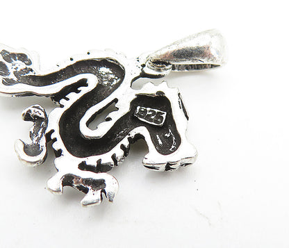 925 Sterling Silver  Vintage Petite Oxidized Dragon Motif Pendant  PT5636