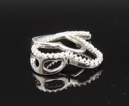 925 Silver  Vintage Genuine Diamonds Double Open Love Heart Pendant  PT20934