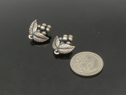 925 Sterling Silver  Vintage Grape Bunch Motif Non Pierce Earrings  EG11443