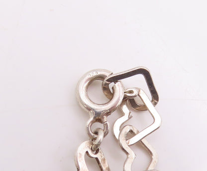 925 Sterling Silver Vintage Necklace Interlocking Hollow Love Hearts Link NE4735
