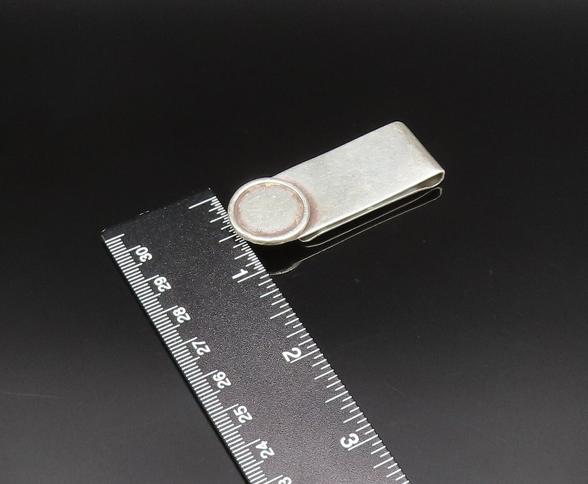 925 Sterling Silver  Vintage Minimalist Circle Accent Money Clip  TR3405