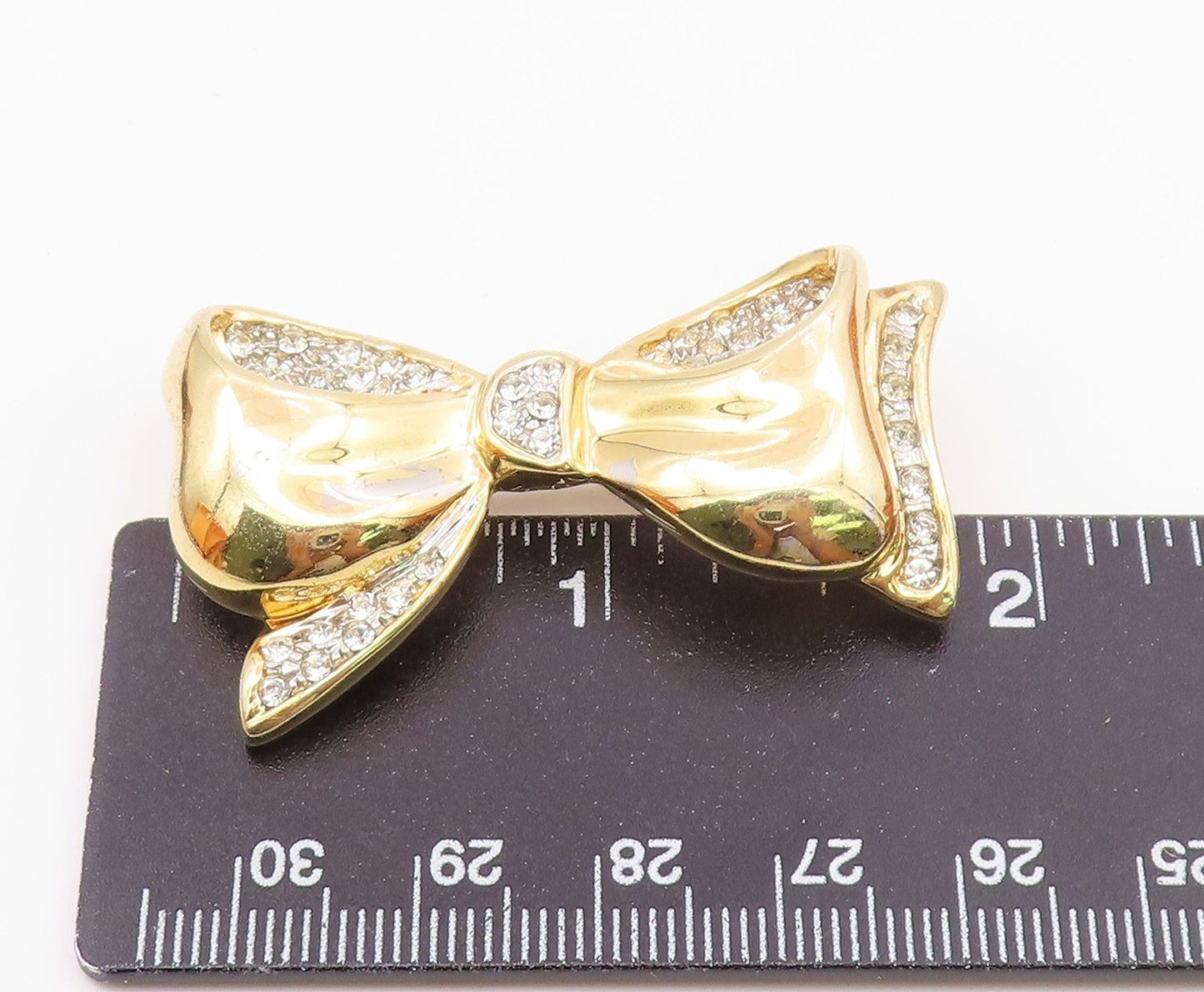 LE MONDE DES BIJOUX 925 Silver  Vintage Cubic Zirconia Bow Brooch Pin  BP8638
