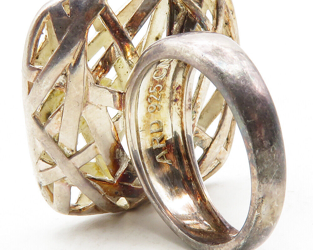 925 Sterling Silver  Vintage Interlaced Design Statement Ring Sz 7  RG13817