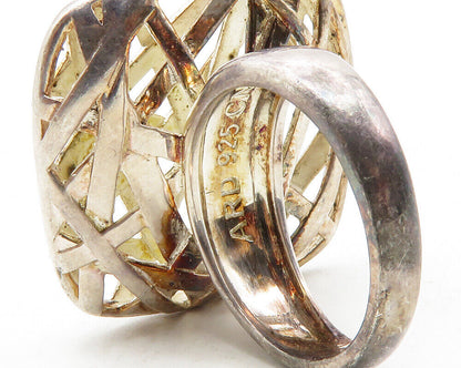 925 Sterling Silver  Vintage Interlaced Design Statement Ring Sz 7  RG13817