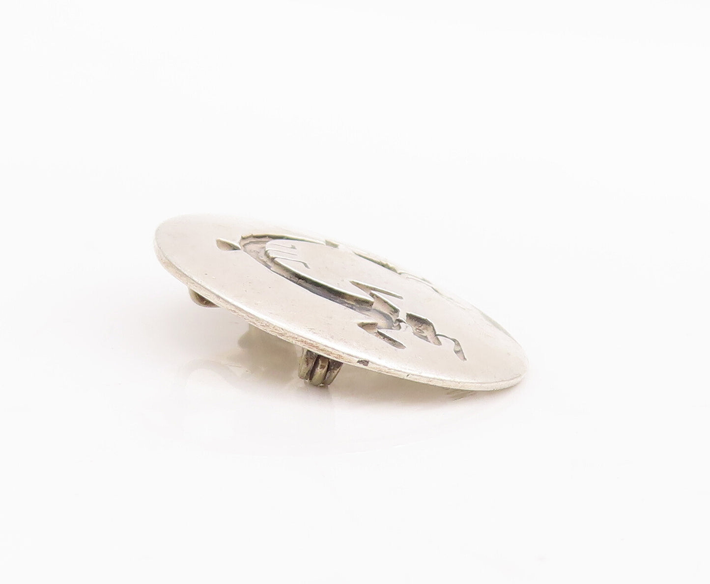 925 Sterling Silver Vintage Brooch Pin SADIE SAM NAVAJO Carved Tall Man  BP10964