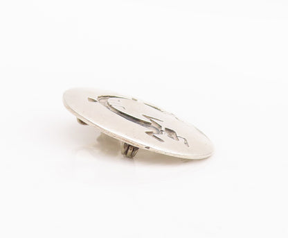 925 Sterling Silver Vintage Brooch Pin SADIE SAM NAVAJO Carved Tall Man  BP10964