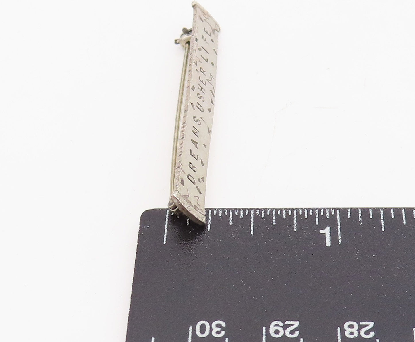 925 Sterling Silver Vintage Brooch Pin Engraved Dreams Usher Life Bar  BP12236