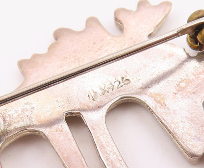 MEXICO 925 Sterling Silver  Vintage Dark Tone Triple Moose Brooch Pin  BP5005