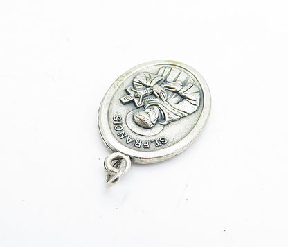 925 Sterling Silver  Vintage Antique Saint Francis Religious Pendant  PT5614