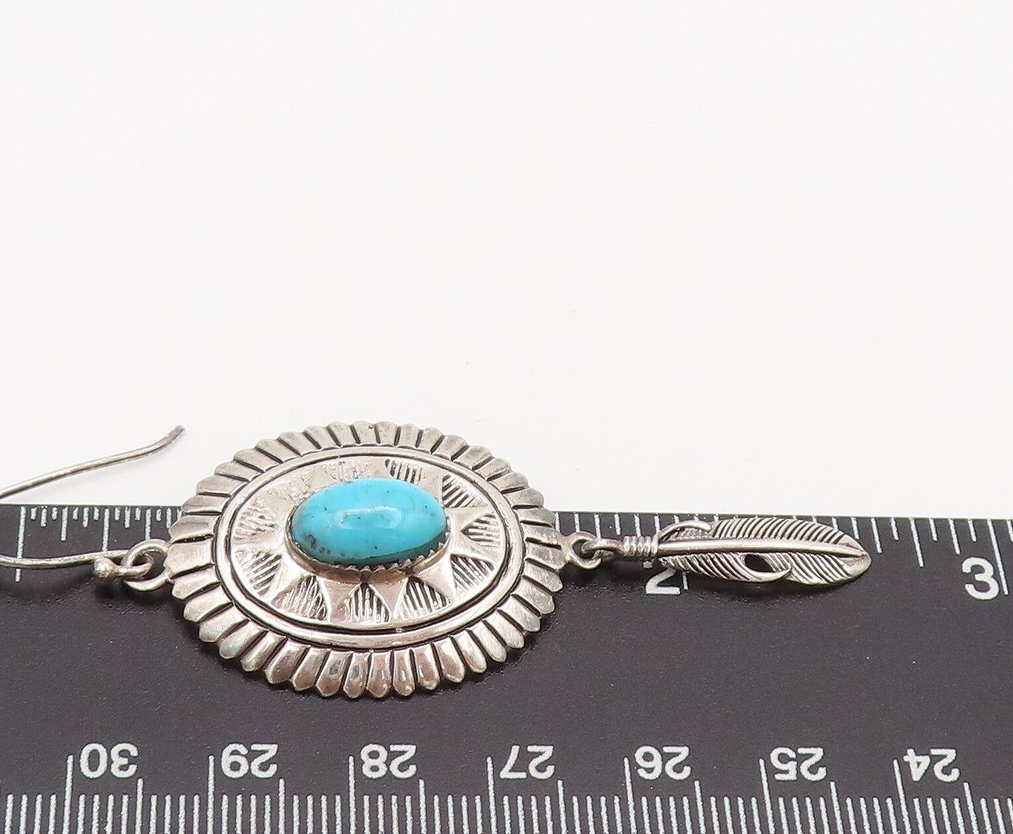 STAUER 925 Silver Vintage Southwestern Etched Turquoise Earrings EG12760
