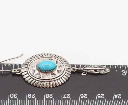 STAUER 925 Silver Vintage Southwestern Etched Turquoise Earrings EG12760