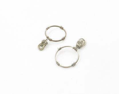 925 Sterling Silver  Vintage Wire Wrapped Non Pierce Dangle Earrings  EG8764