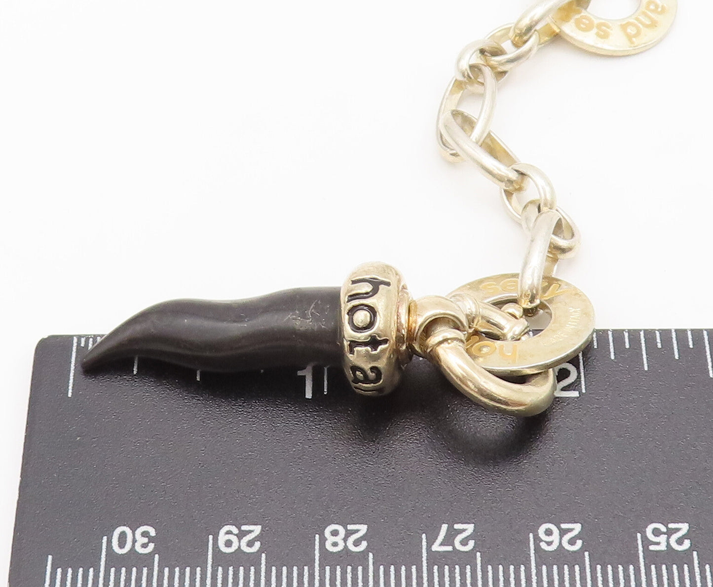 925 Silver  Vintage Gold Plated Etched Onyx Animal Tooth Bracelet  BT10134
