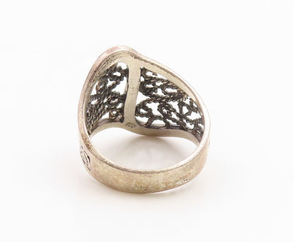 925 Sterling Silver Vintage Ring Openwork Twisted Rope Scroll Band Sz 7 RG36002