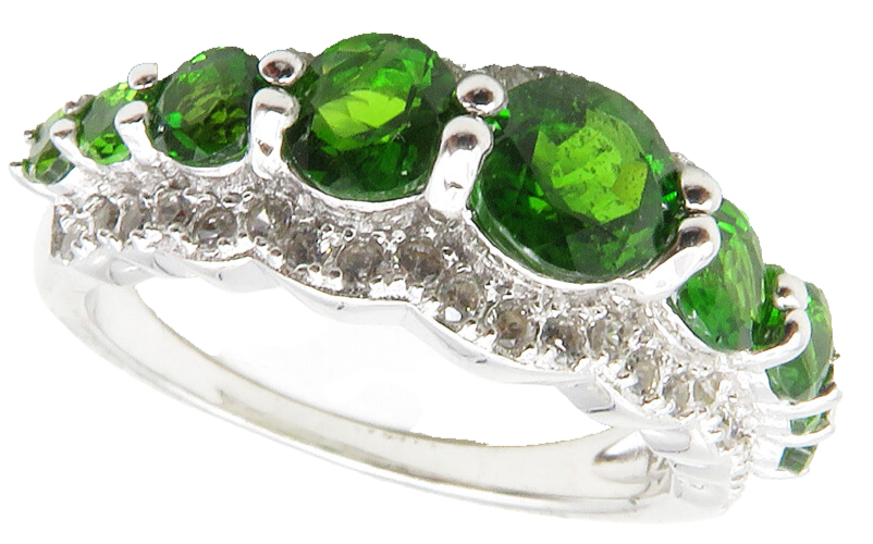 925 Sterling Silver  Peridot & Topaz Graduated Shiny Band Ring Sz 6  RG12229