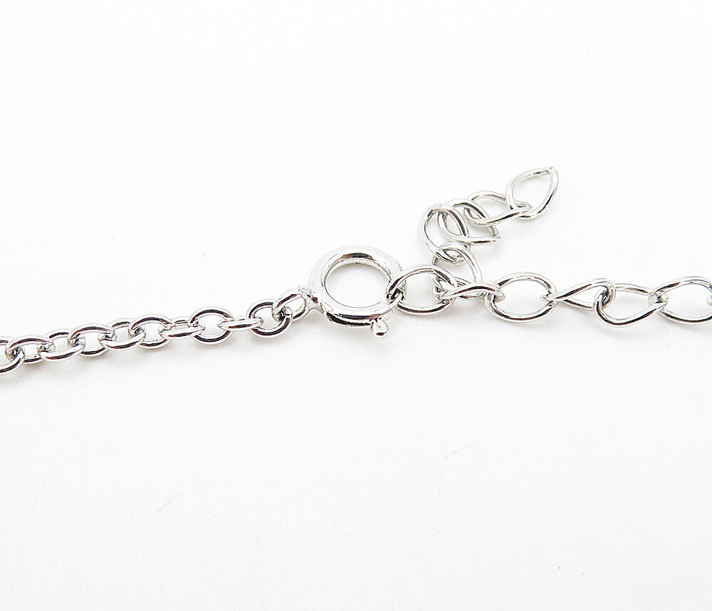 925 Sterling Silver Shiny Multi Shape Cubic Zirconia Chain Necklace NE1307