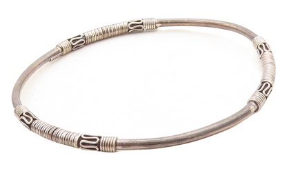 BALI 925 Sterling Silver Vintage Swirl Wire Wrapped Bangle Bracelet BT1196