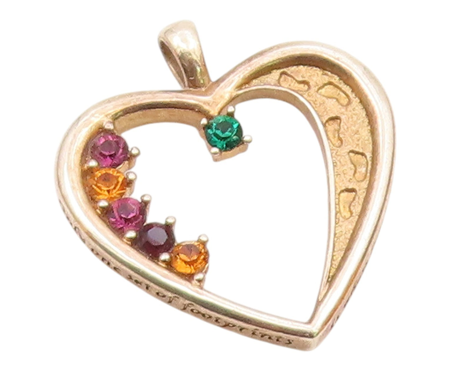 925 Sterling Silver  Vintage Citrine Garnet & Topaz Love Heart Pendant PT16480