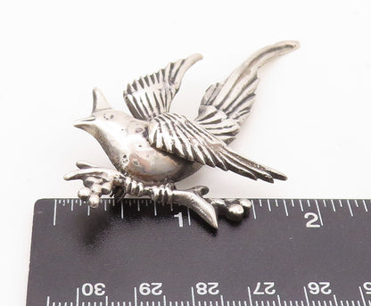 925 Sterling Silver Vintage Brooch Pin Antique Cutout Etched Flying Bird BP11295