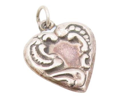 925 Sterling Silver   Vintage Antique Hollow Love Heart Charm Pendant  PT20528