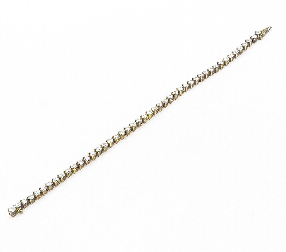 925 Sterling Silver  Vintage Shiny Cubic Zirconia Chain Bracelet  BT6205
