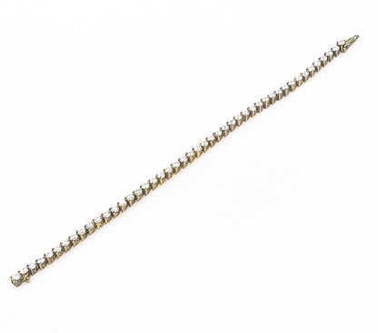 925 Sterling Silver  Vintage Shiny Cubic Zirconia Chain Bracelet  BT6205