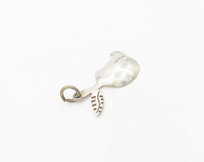925 Sterling Silver  Vintage Shiny Bitten Apple Fruit Motif Pendant  PT15359